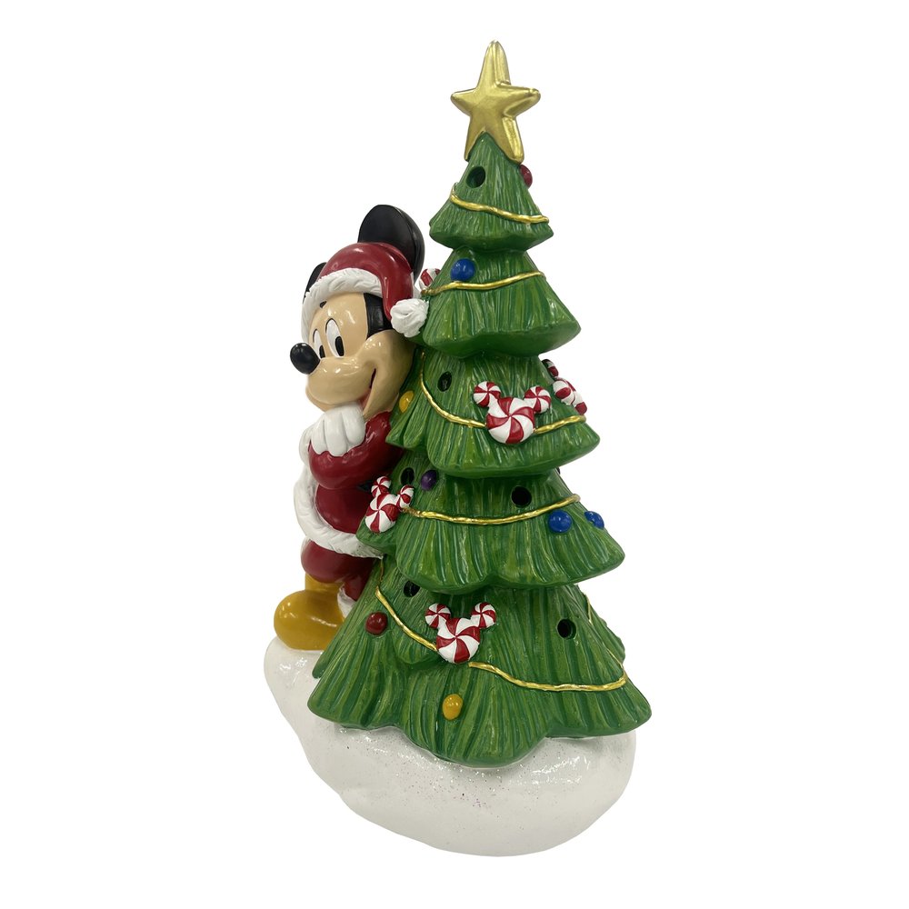 Mickey Holiday Statue with Light-Up Christmas Tree