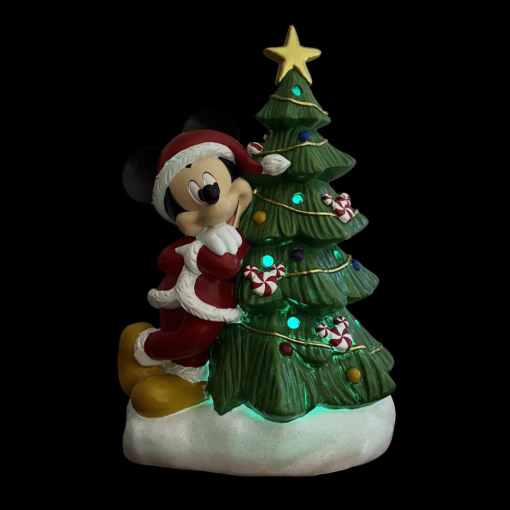 Mickey Holiday Statue with Light-Up Christmas Tree
