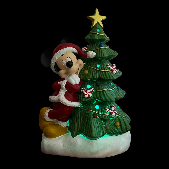 Mickey Holiday Statue with Light-Up Christmas Tree