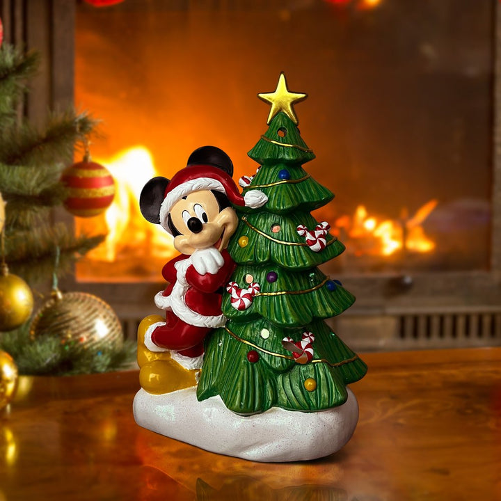 Mickey Holiday Statue with Light-Up Christmas Tree