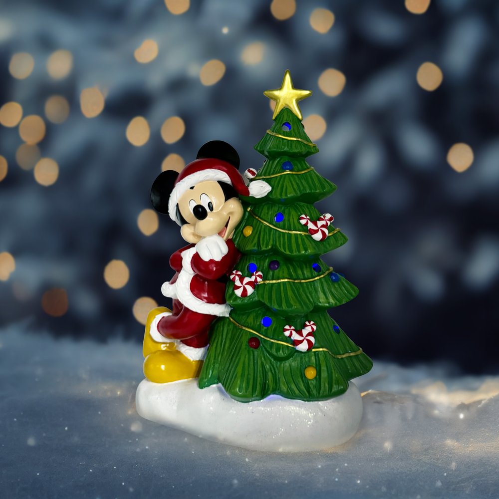 Mickey Holiday Statue with Light-Up Christmas Tree