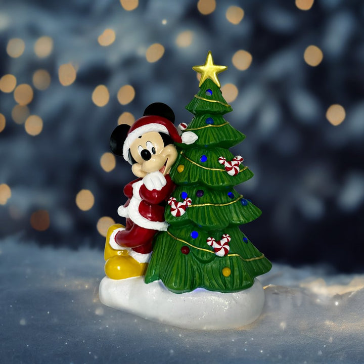 Mickey Holiday Statue with Light-Up Christmas Tree