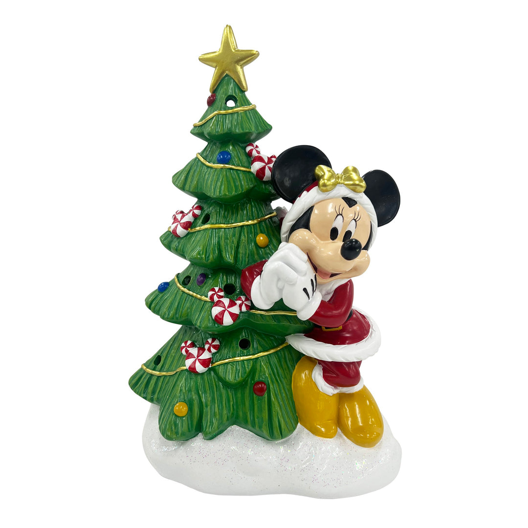 Minnie Holiday Statue with Light-Up Christmas Tree