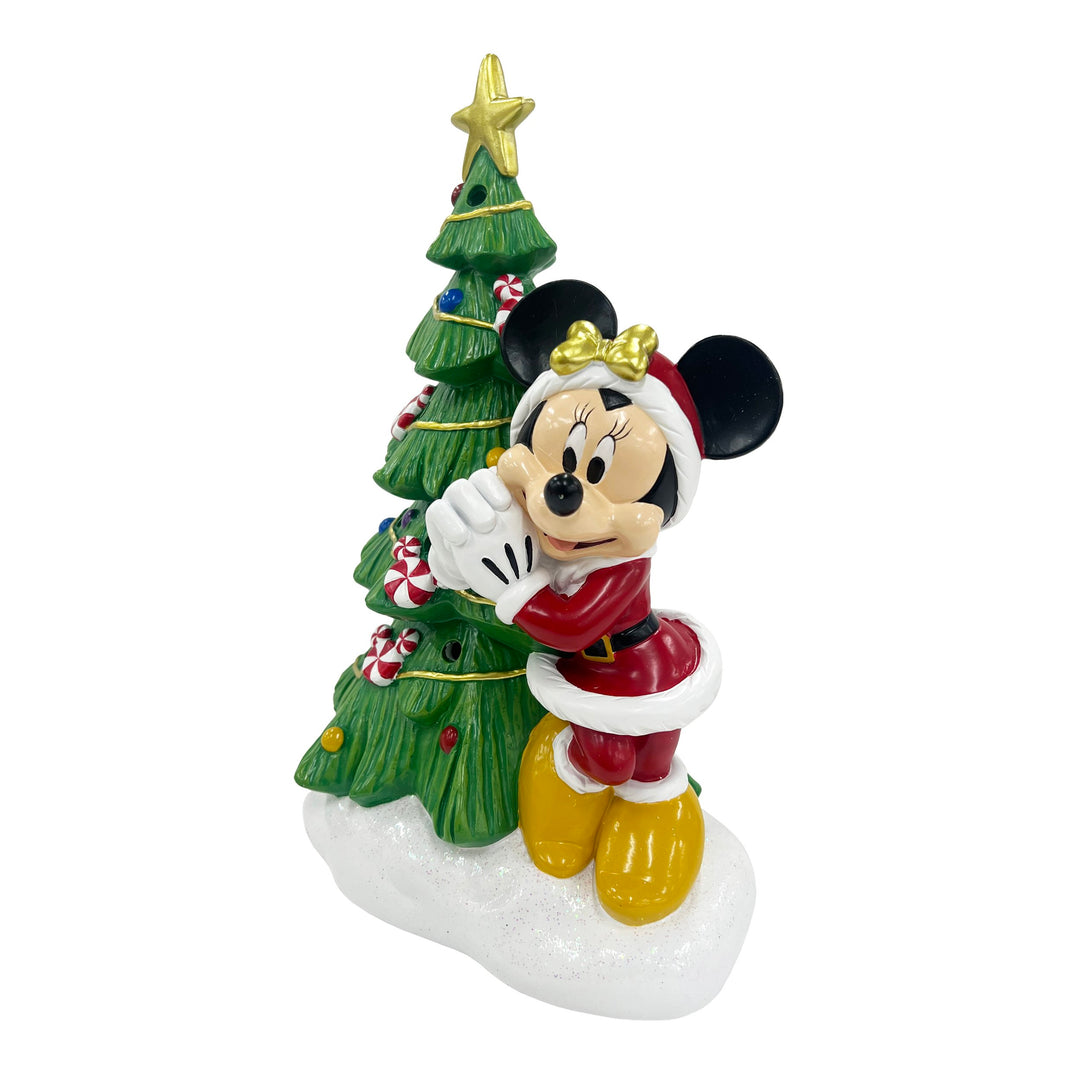 Minnie Holiday Statue with Light-Up Christmas Tree