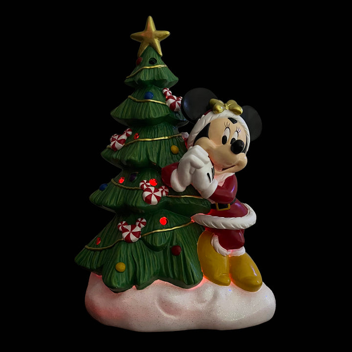 Minnie Holiday Statue with Light-Up Christmas Tree