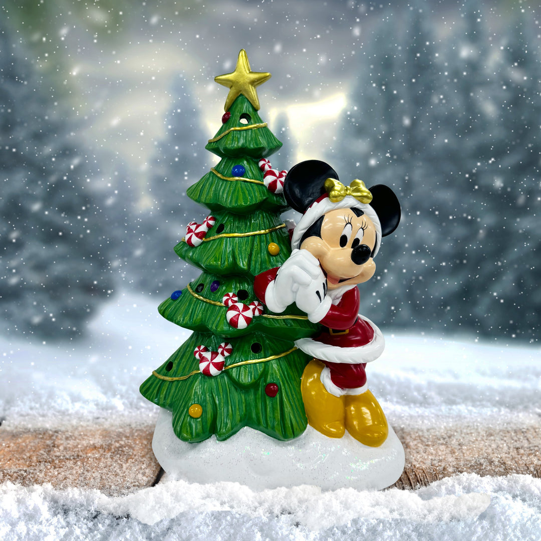Minnie Holiday Statue with Light-Up Christmas Tree