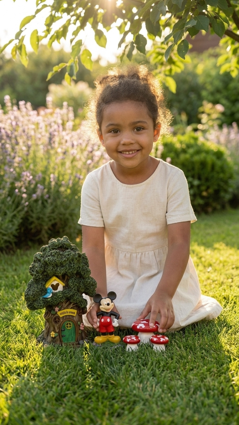 Mickey Mouse Miniature Garden Set with Solar Tree House