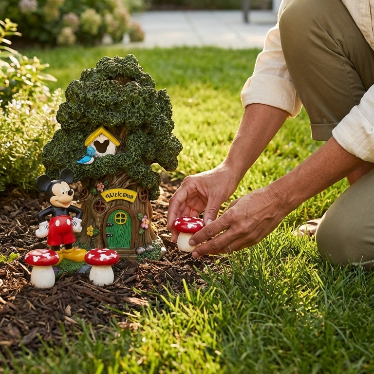 Mickey Mouse Miniature Garden Set with Solar Tree House
