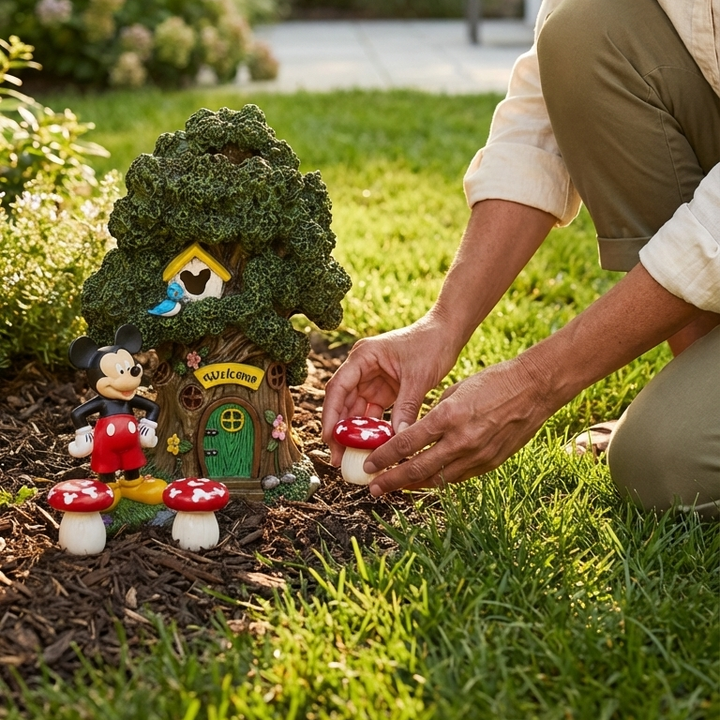 Mickey Mouse Miniature Garden Set with Solar Tree House