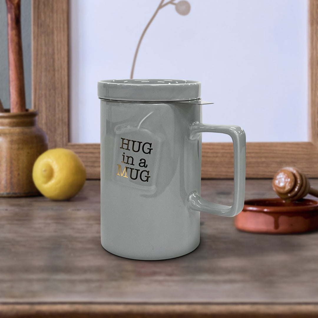 'Hug in a Mug' Tea Infuser Ceramic Mug