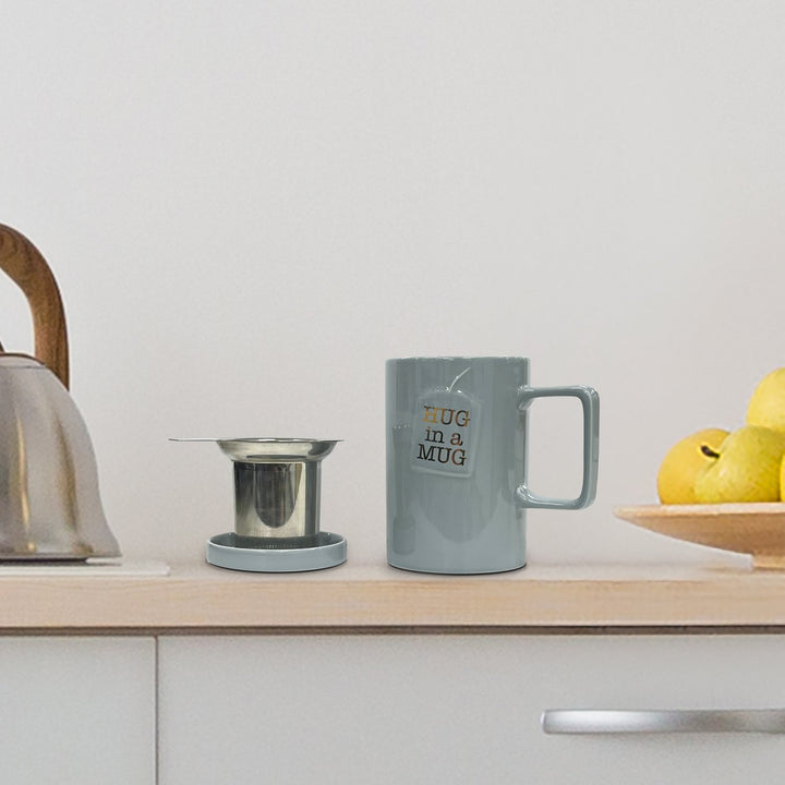 'Hug in a Mug' Tea Infuser Ceramic Mug