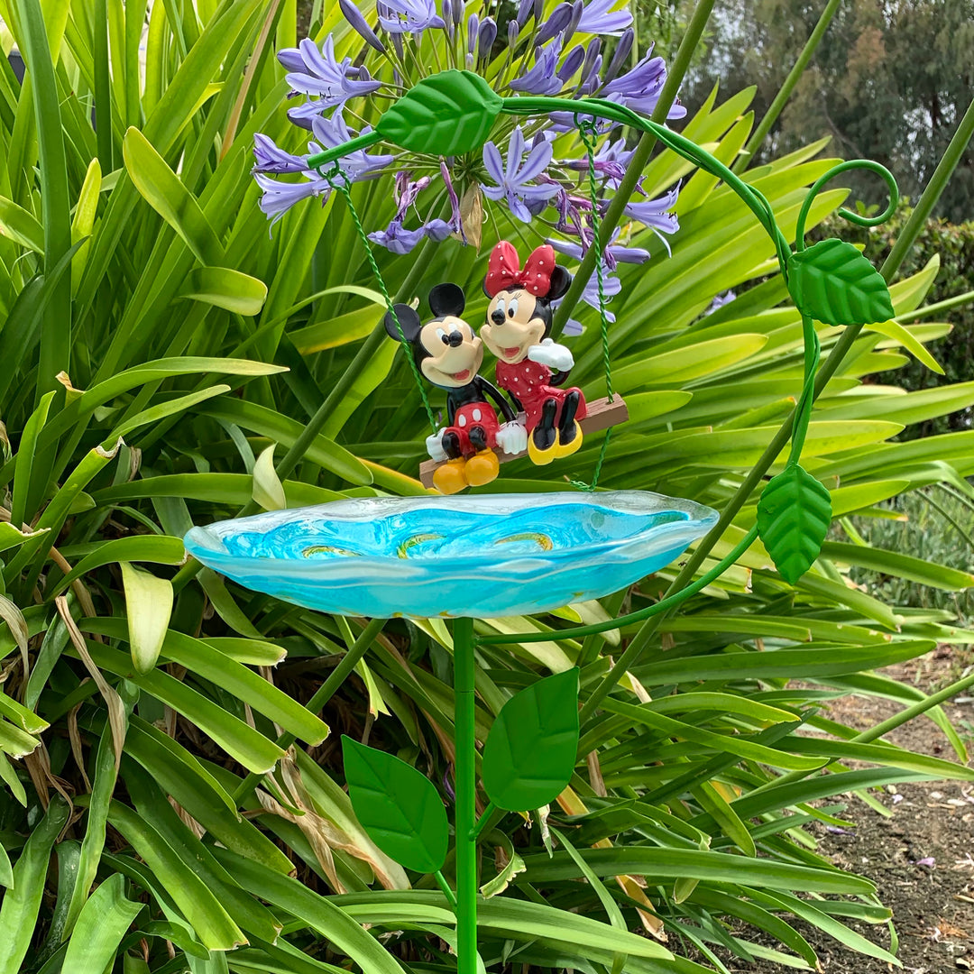 Mickey & Minnie Mouse Birdbath Stake