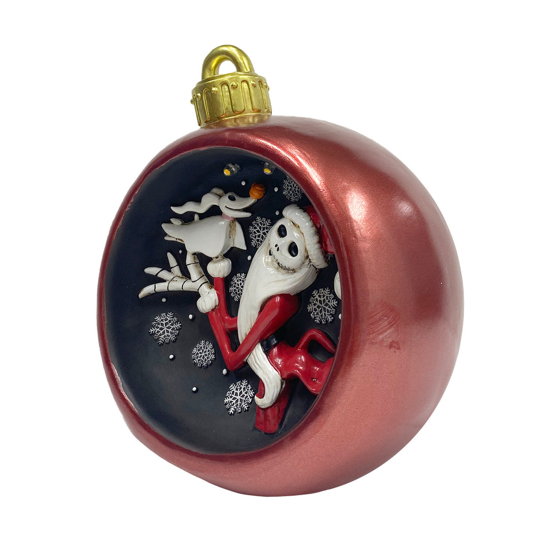 Santa Jack & Zero Light-Up Ornament Statue