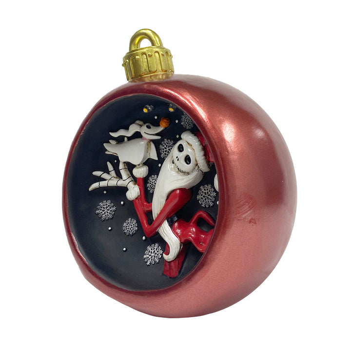 Santa Jack & Zero Light-Up Ornament Statue