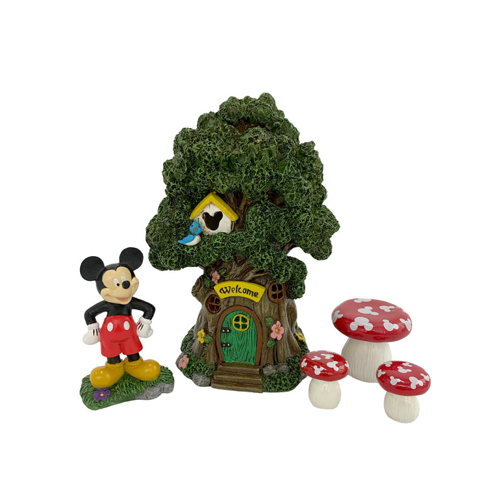 Mickey Mouse Miniature Garden Set with Solar Tree House
