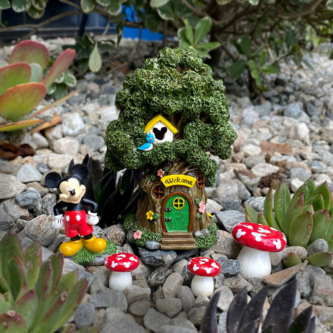 Mickey Mouse Miniature Garden Set with Solar Tree House