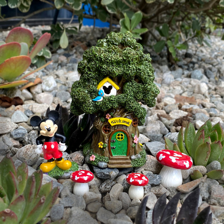 Mickey Mouse Miniature Garden Set with Solar Tree House