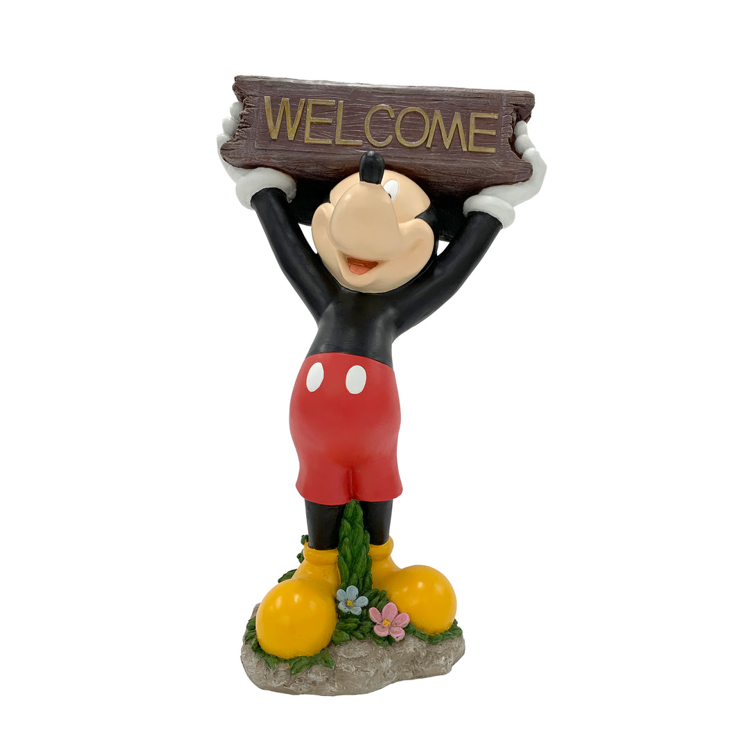 Mickey Mouse Solar Statue Holding Welcome Sign