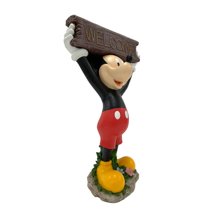 Mickey Mouse Solar Statue Holding Welcome Sign