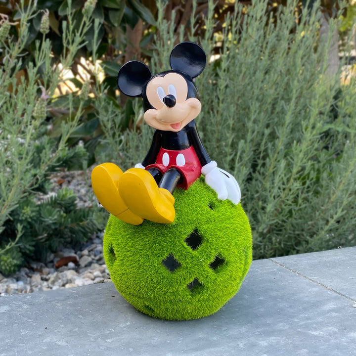 Mickey Solar Garden Statue Sitting on Flocked Ball
