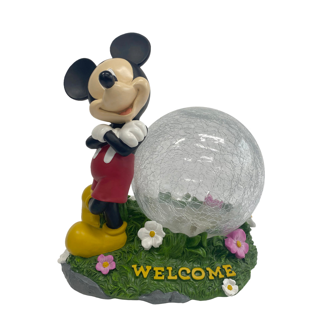 Mickey Solar Garden Statue with Crackle Glass Ball