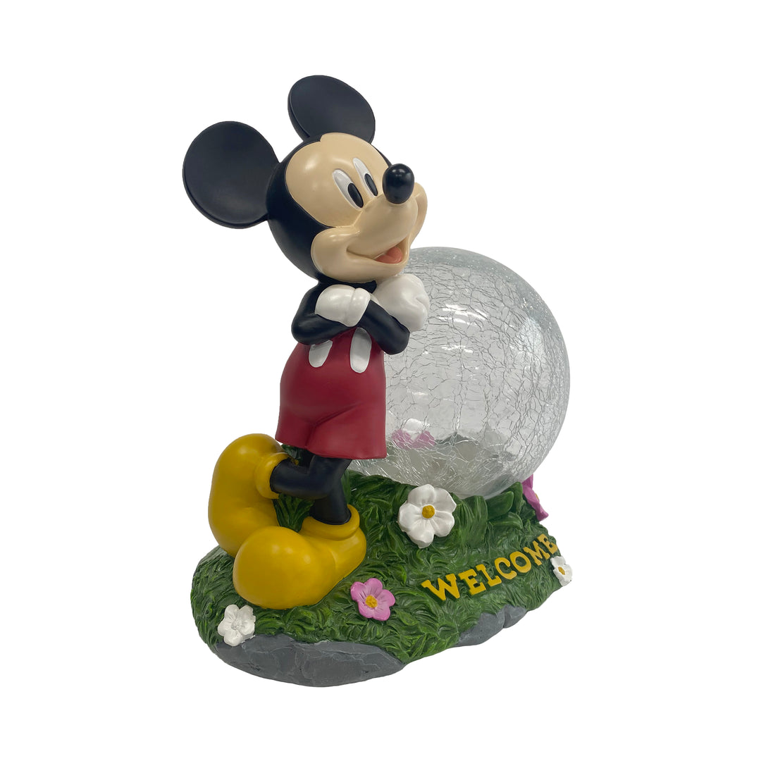 Mickey Solar Garden Statue with Crackle Glass Ball