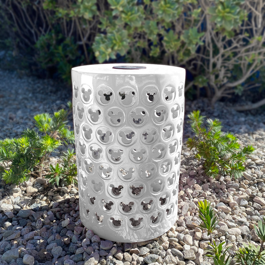 Mickey Mouse White Solar Power Garden Stool
