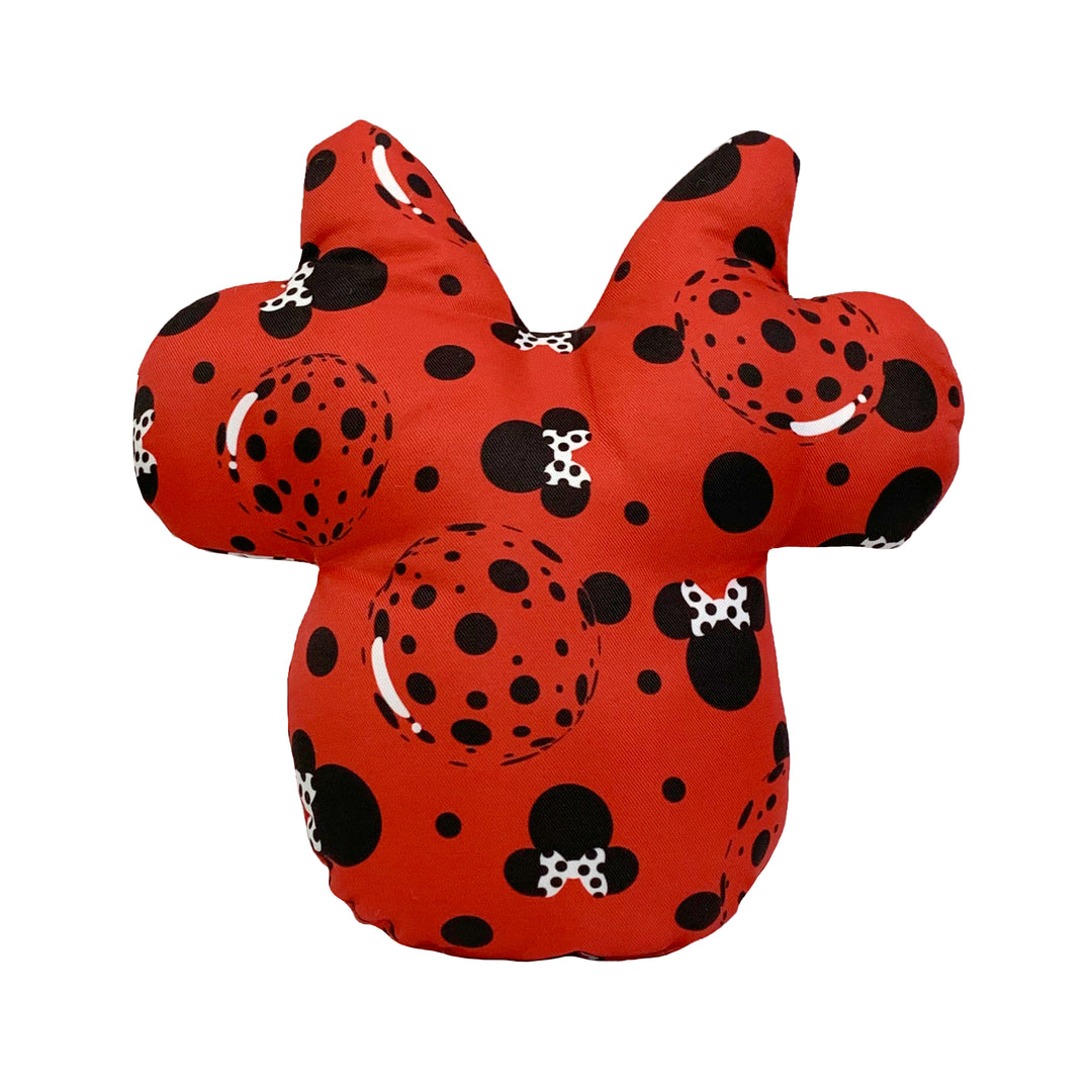 13x13 Minnie Shaped Pillow (Red/Black Polka Dots)