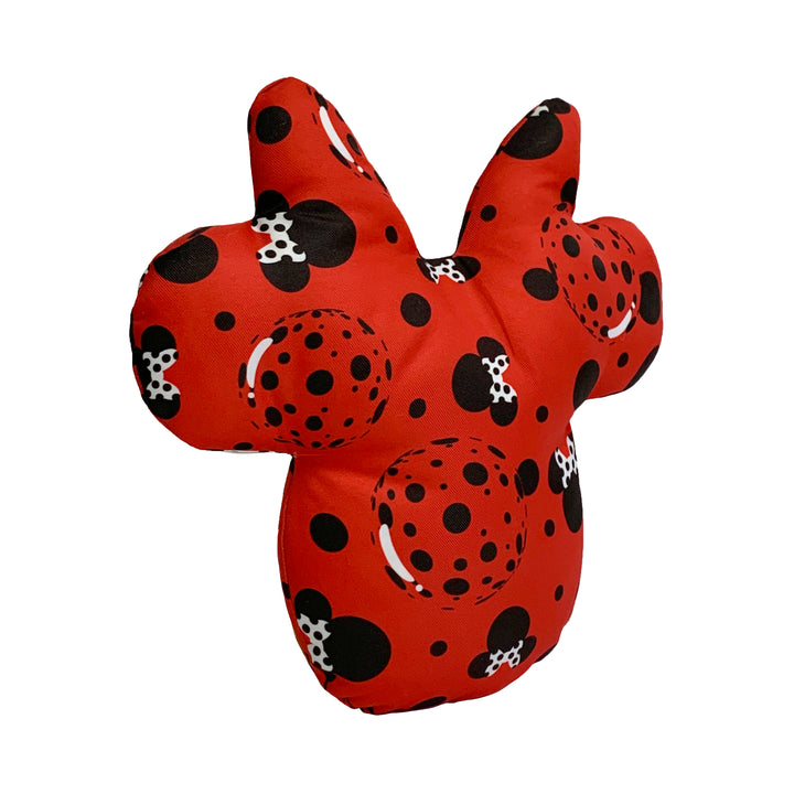 13x13 Minnie Shaped Pillow (Red/Black Polka Dots)