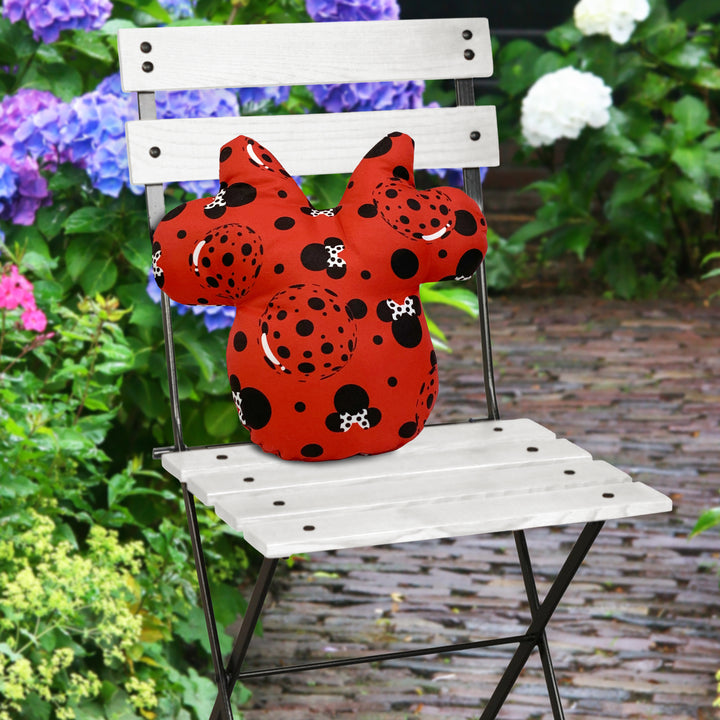 13x13 Minnie Shaped Pillow (Red/Black Polka Dots)
