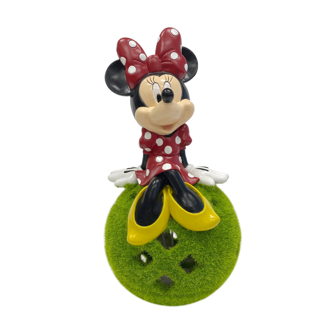 Minnie Solar Garden Statue Sitting on Flocked Ball