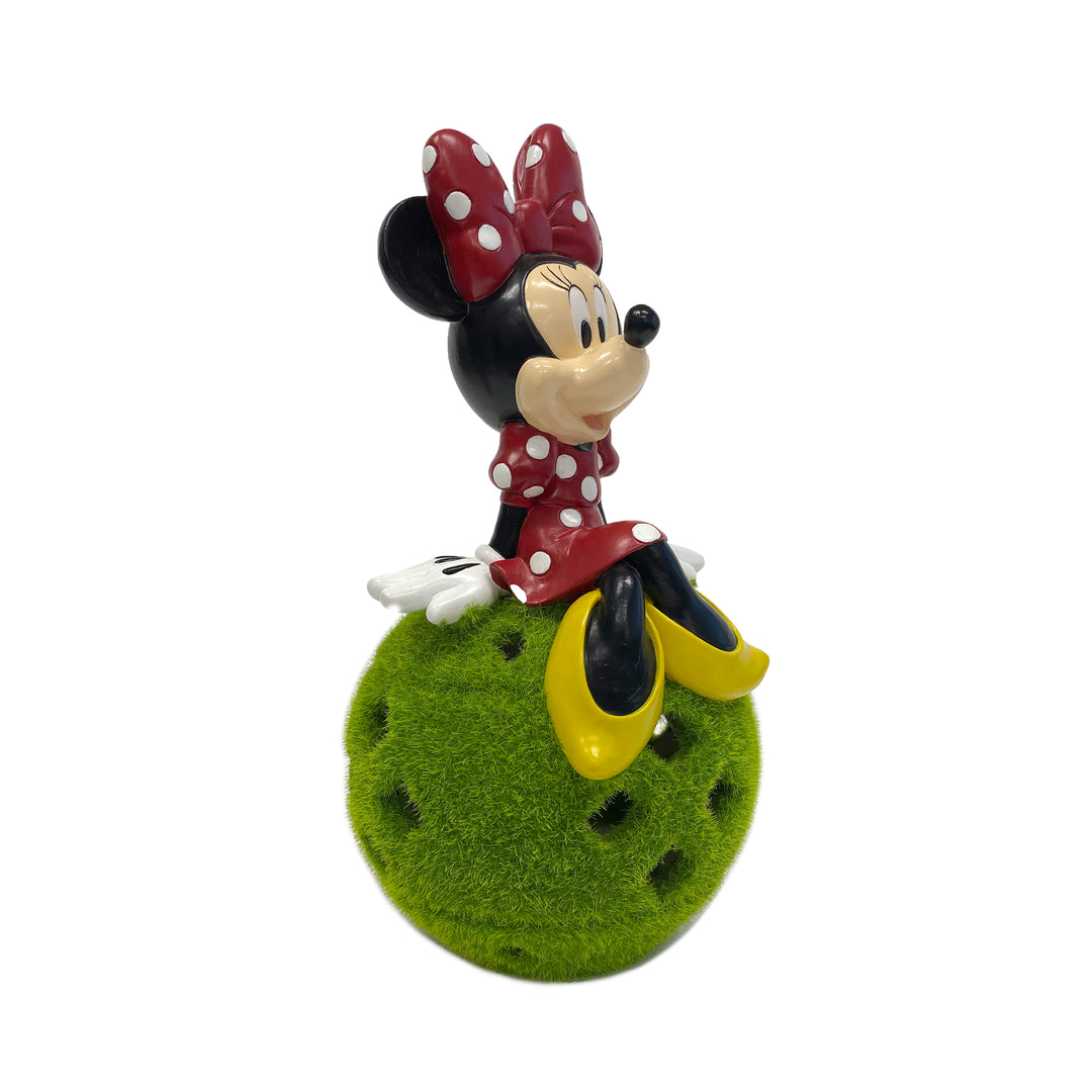 Minnie Solar Garden Statue Sitting on Flocked Ball