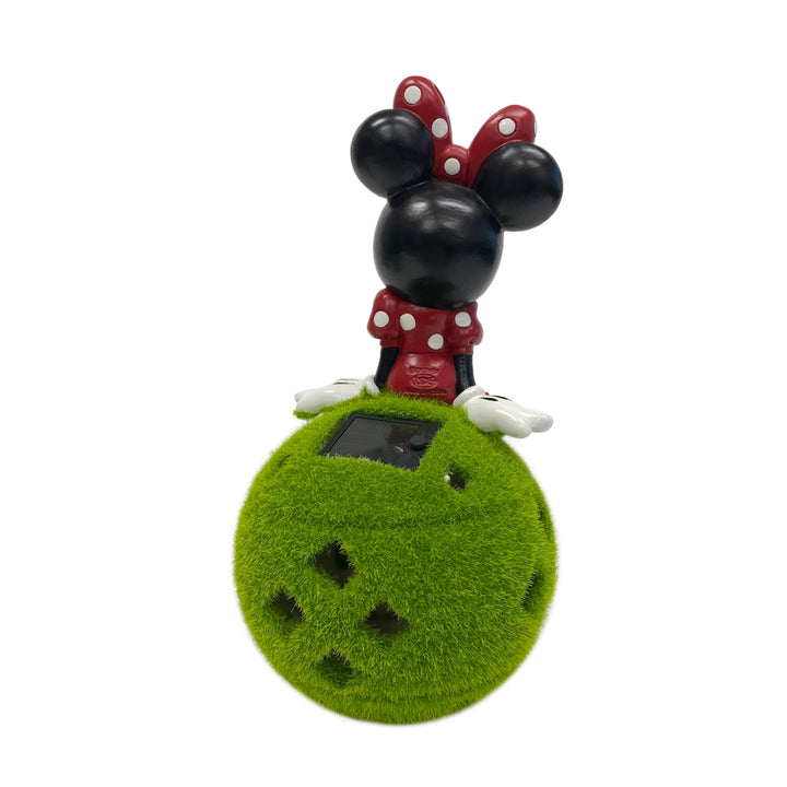 Minnie Solar Garden Statue Sitting on Flocked Ball