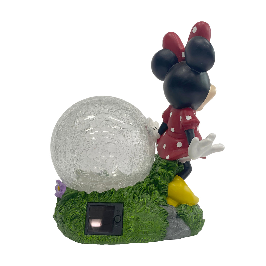 Minnie Solar Garden Statue with Crackle Glass Ball