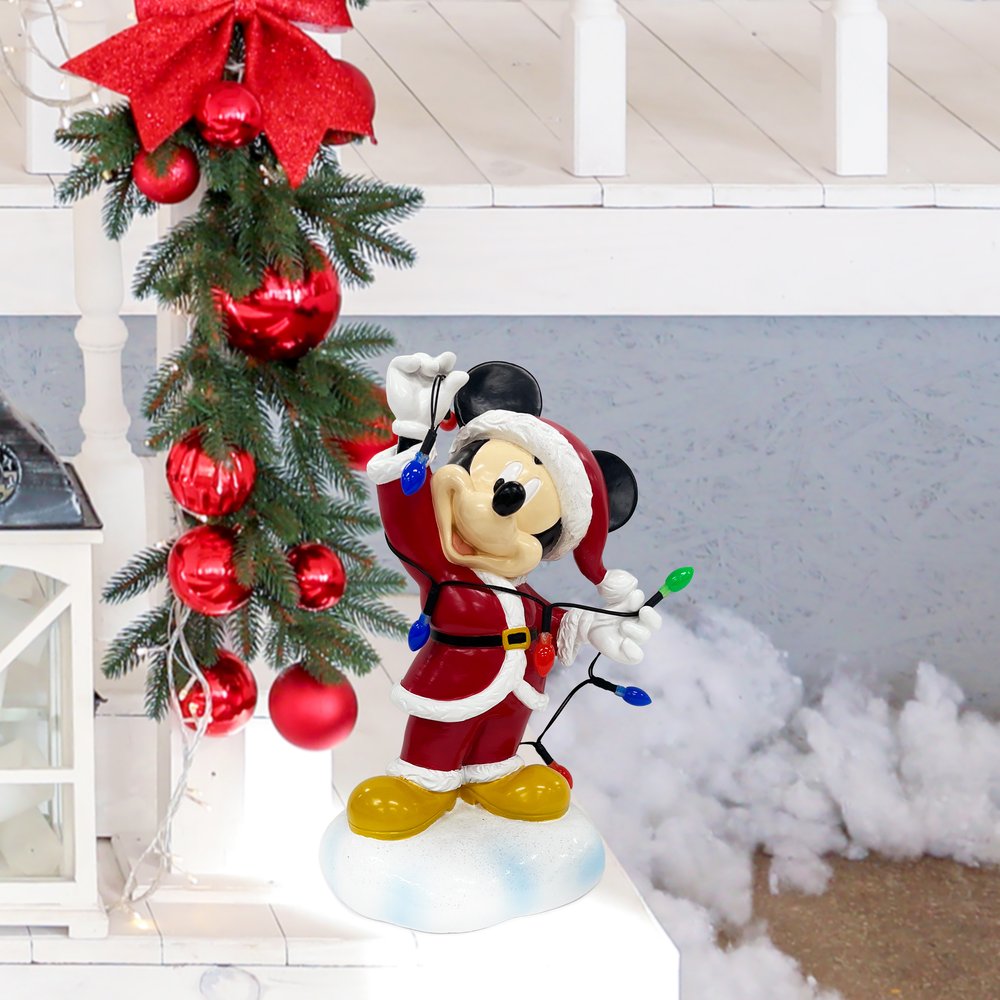 Mickey Holiday Statue with Light-Up Color String Lights