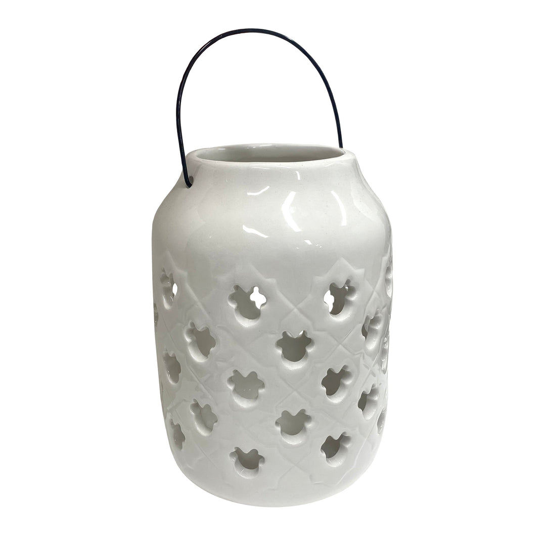 Minnie Ceramic Lantern - White