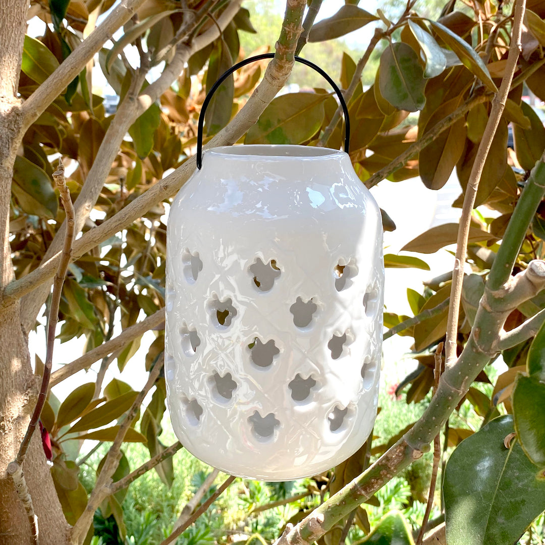 Minnie Ceramic Lantern - White