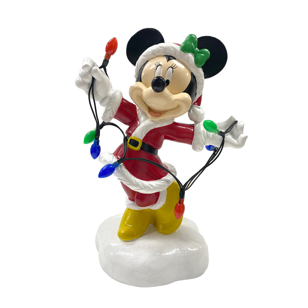 Minnie Holiday Statue with Light-Up Color String Lights