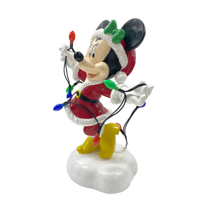 Minnie Holiday Statue with Light-Up Color String Lights