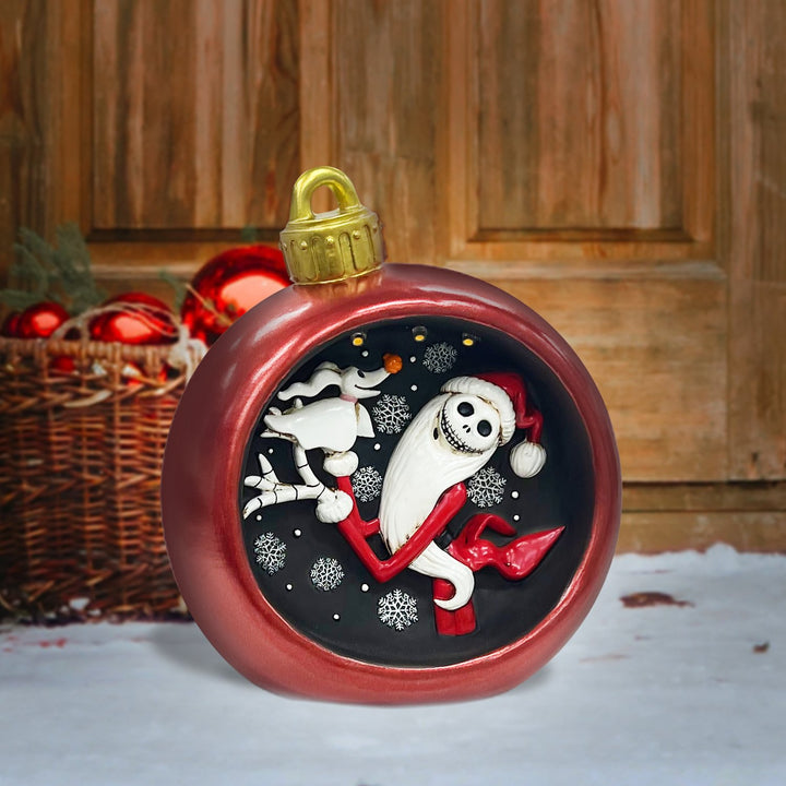 Santa Jack & Zero Light-Up Ornament Statue